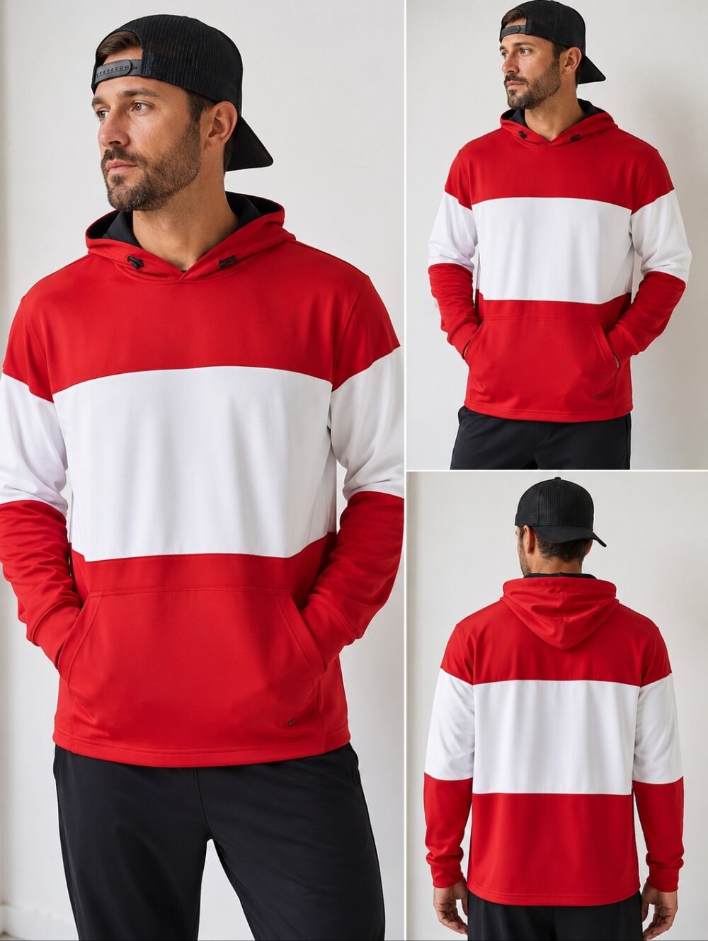 Pennant Sportswear XL Red White Colorblock Pullover Hoodie NWT Mens